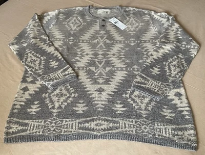 A6 Ralph Lauren Denim Supply Henley Aztec Southwestern Indian Cotton Sweater XXL - Image 1 of 4