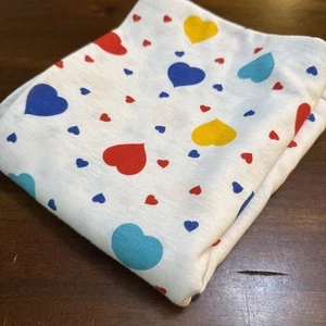 Vintage Lightweight Colorful Hearts T-shirt Knit Fabric 80s Crafts Blend 35x60” - Picture 1 of 6