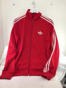 Adidas Track Jacket Mens Size Medium M Red Fullzip 3 Stripes (H12) - Picture 1 of 4