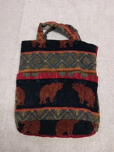 Markenlose Damen Gobelin Handtasche offene Beuteltasche Wildnis Print Bär - Bild 1 von 14