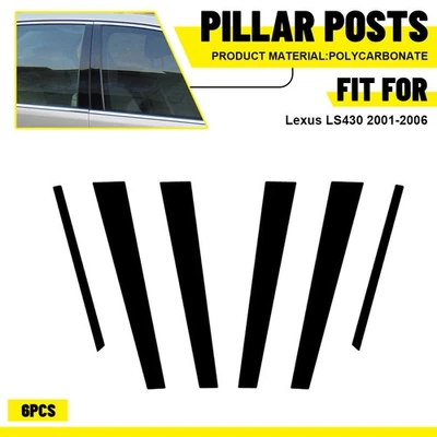 6X Para Lexus LS430 2001-2006 Puerta Pilar Poste Cubierta Negro Borde Accesorios Coche Foto 1 de 4