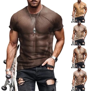 Herren Kurzarm Freizeit TShirt Fake Muskel Print Mode Tops für Anlass - Bild 1 von 16