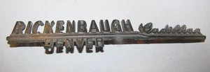 Vintage Rickenbaugh Cadillac Denver, CO Metal Car Logo Dealer Emblem Colorado - Picture 1 of 1