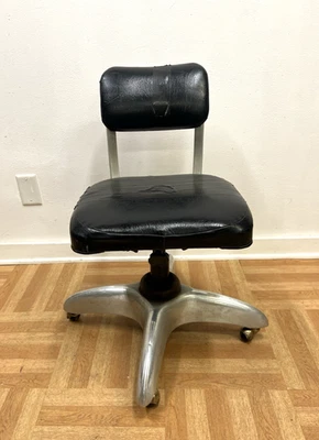 Vintage INDUSTRIAL CHAIR desk office swivel tanker mid century modern retro 60s - Image 1 of 4