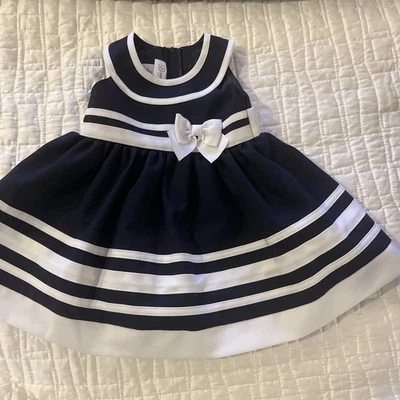 Vestido Marinero Clásico Bonnie Jean Exclusivo Niñas Azul Marino y Blanco Talla 12 Lunes Foto 1 de 4
