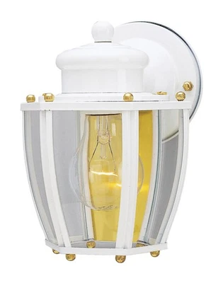 Westinghouse 66962 White Clear Curved Glass Panel Wall Lantern 7-3/4 H x 6 W in. - Image 1 of 2