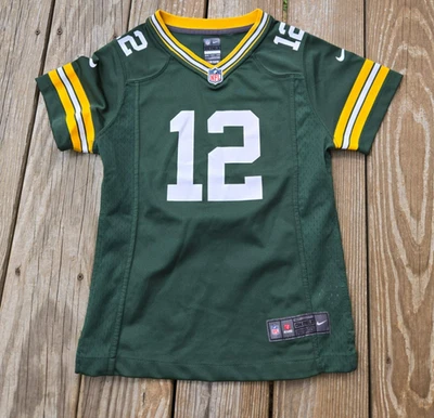 Camiseta de jogo Nike Aaron Rodgers Green Bay Packers para meninas jovens tamanho M 10/12 usada - Imagem 1 de 4
