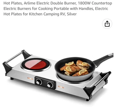 PORTABLE DOUBLE ELECTRIC CAST IRON COOKTOP Brand Duxtop NEW IN OPEN BOX - Image 1 of 4