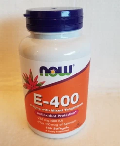 NOW E-400 D-Alpha with Mixed Tocopherols, 268 mg (400 IU), 100 Softgels 08/2026 - Picture 1 of 3