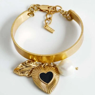 Novo Berloques de Coração Folha Zara Bracelete Bracelete Retrô Feminino Festa Férias Joia Presente - Imagem 1 de 3