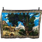 ATC Vintage Velvet Wall Hanging Deer Mountains 51' x 36' Colorful 100% Cotton