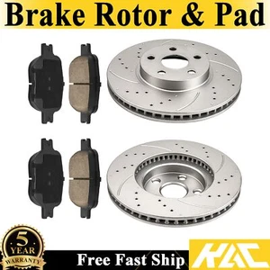 Drilled Brake Rotors + Ceramic Brake Pads 31270+D817 For Toyota Celica 2002-2005 - Picture 1 of 16