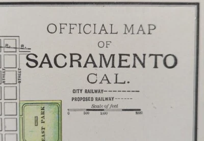 Mapa vintage 1900 SACRAMENTO CALIFORNIA 14"x11" antiguo original CAPITAL CA Foto 1 de 4