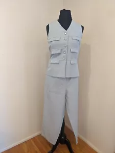Gilet vintage grigio chiaro Gingham e set inferiore - Foto 1 di 10