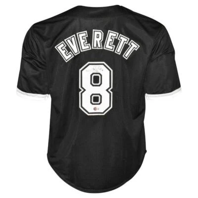 Camiseta de béisbol negra firmada por Carl Everett de Chicago (Beckett) Foto 1 de 3