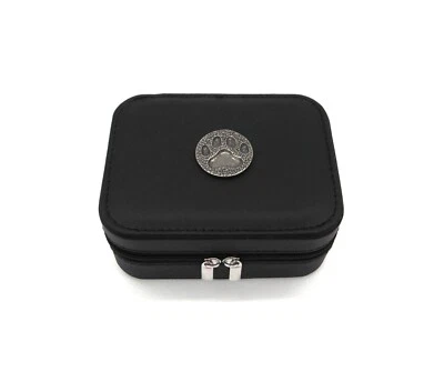 Dog Paw Print Black Travel Jewellery Box Dog Lover Gift Dog Dad Mum Xmas Gift - Image 1 of 4