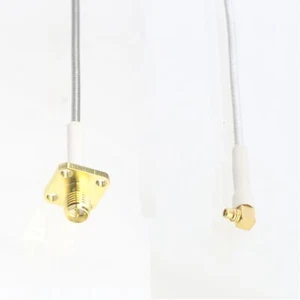 MMCX male RA to SMA Female 4- flange RG405 .086 Flexible Semi-Rigid Jumper 4~40" - Picture 1 of 4
