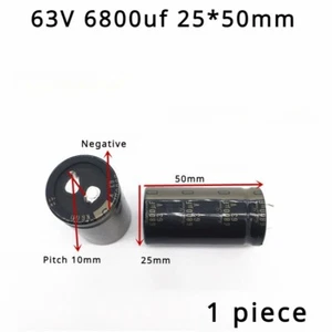 1 piece Snap in 63V 6800UF 25X50 electronic capacitor 6800UF 63V 25*50 2Pins - Picture 1 of 3