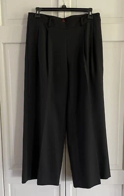 Brooks Brothers 女式黑色前打褶阔脚裤 4 码 — 第 1/4 张图片