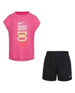 Nike Little Girls 2 Piece T-shirt and Shorts Set Size 4 - Picture 1 of 4