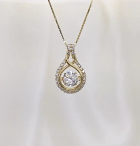0.37 CT Dancing Stone Moissanite Necklace, Infinity Teardrop Pendant 925 silver - Picture 1 of 5