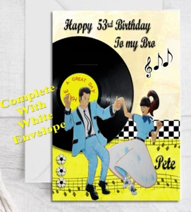 Personalisierte Geburtstagskarte Rock'n'Roll Jive Thema jedes Alter Name oder Beziehung - Bild 1 von 2