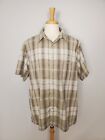 Haggar Taupe And Off White Plaid Short Sleeve Button Up Shirt Mens Size Xl