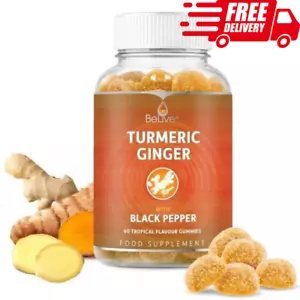 Gummies Turmeric Curcumin 500mg with Black Pepper, Ginger, Tropical Flavor 60 Ct - Picture 1 of 12