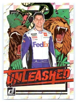 2023 Panini Donruss Racing #U6 Denny Hamlin UNLEASHED Checker Parallel  - Image 1 of 2
