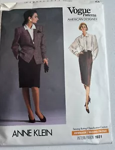 Vogue 1931 Sewing pattern Anne Klein jacket skirt blouse size 14 uncut 1987 - Picture 1 of 3