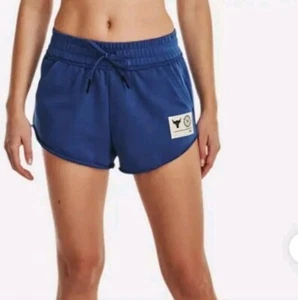 Under Armour Active Terry Smooth Shorts Dries Fast Loose Fit  Hand Pkts Blue (S) - Picture 1 of 5