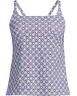 Lands End NEW Swimsuit Tankini Top Square Neck X Back Small 6-8 Purple Medallion
