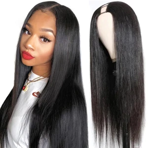 Straight U Part Human Hair Wigs Brazilian Remy 1X3 U Part Wigs For Women Clip in - Picture 1 of 11