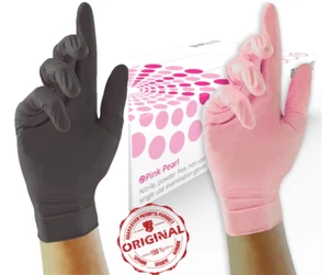 ORIGINAL UNIGLOVES NITRILE PINK,BLACK PEARL 100 GLOVES 100% POWDER FREE XS,S,M,L - Picture 1 of 12