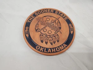 "The Sooner State Oklahoma" Ceramic Terracota Trivet by Francoma Made in USA - Picture 1 of 4