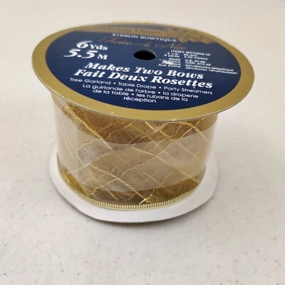 Holiday Home Twice as Nice Gold Ribbon 2.5" X 6 Yards - Image 1 of 4