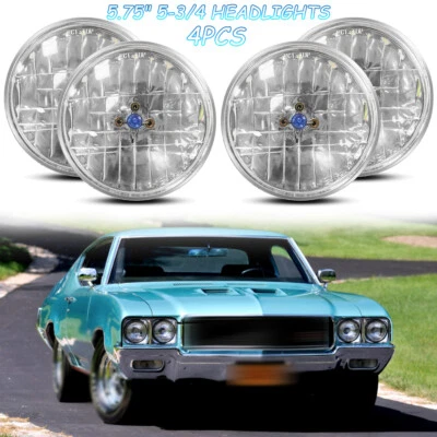For Buick GS 455 1970-1972 Round 4pcs 5-3/4 5.75" Halogen Headlights Hi/Lo Beam - Image 1 of 4