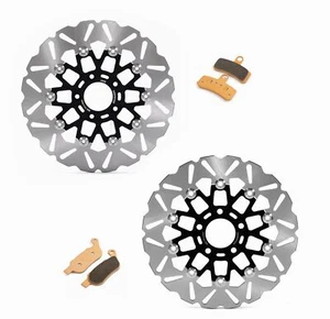 Floating Front Rear Brake Rotors Pads for Harley FXDC Super Glide Custom 08-14 - Picture 1 of 11