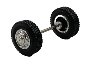 1/64 DCP PARTS CHROME RIM FLOAT WHEEL/TIRE PAIR W/ AXLE - Picture 1 of 3