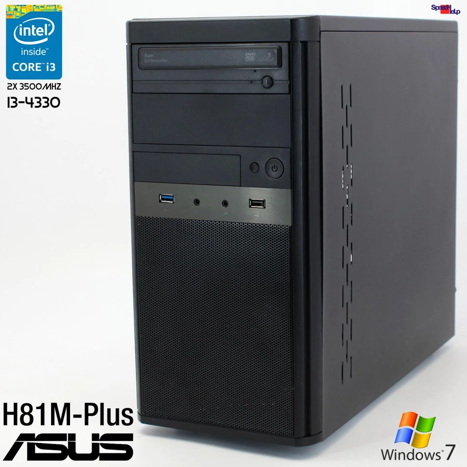ASUS H81M-PLUS Intel Core i3 4330 3500MHZ Computadora PC Windows 7 10 500GB 8GB - Imagen 1 de 4
