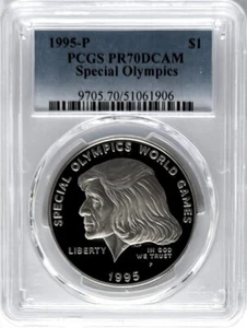 1995 P Special Olympics Commemorative Proof Silver Dollar PCGS PR70 Blue Label - Picture 1 of 2