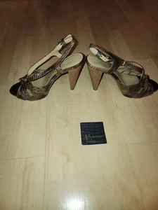 Zapatos de salón de diseño Bob MAKOWSKY talla 8 M punta abierta plataforma con tiras tacones. - Imagen 1 de 6