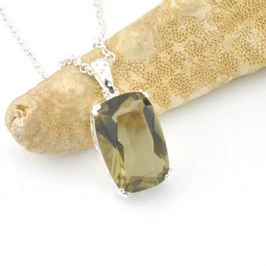 Rectangle Fire Smoky Quartz Gemstone Silver Pendants Necklaces for Women Holiday - Picture 1 of 5