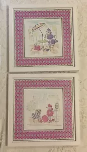 The Bombay Company Kids Set of 2 Framed Art Prints Cafe Poodle & Taxi Poodle - Picture 1 of 12
