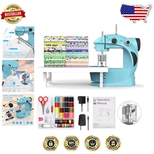 KPCB Mini Electric Sewing Machine with 42PCS Kit & Extension Table - Blue - Picture 1 of 11