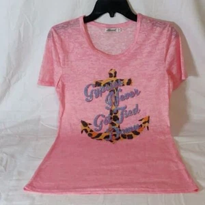 Blessed Pink Burnout Gypsy & Anchor Short Sleeve T-Shirt Size L - Picture 1 of 4