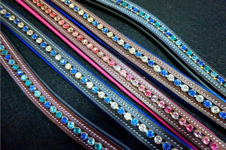 EQUITEM Bedazzled Straight Browband -For Eng Bridle FULL -Gradient Pink Teal Purple Red
