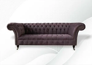 Gemütliche Sofa Couch Chesterfield Lila Textil Couchen Polster Dreisitzer Neu - Bild 1 von 12