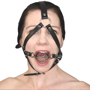 Mund öffnender Mundknebel mit 2 Metall Ringe * Erotik Fetisch Bondage Mouth Gag - Picture 1 of 6