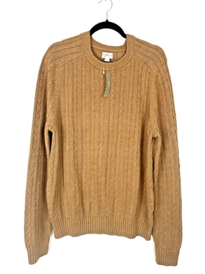 J. CREW NWT Men’s L Brown Crewneck Cable Knit Preppy Ivy Yachting Sweater - Image 1 of 4